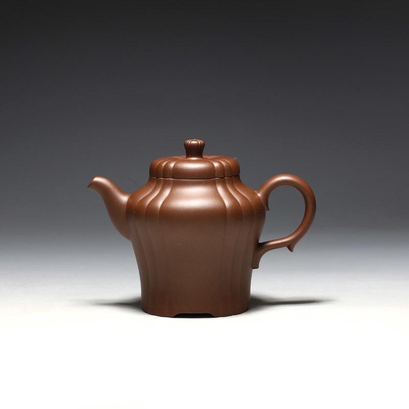明理茶艺 高湘君（400CC 高脚条纹壶）宜兴紫砂 茶壶