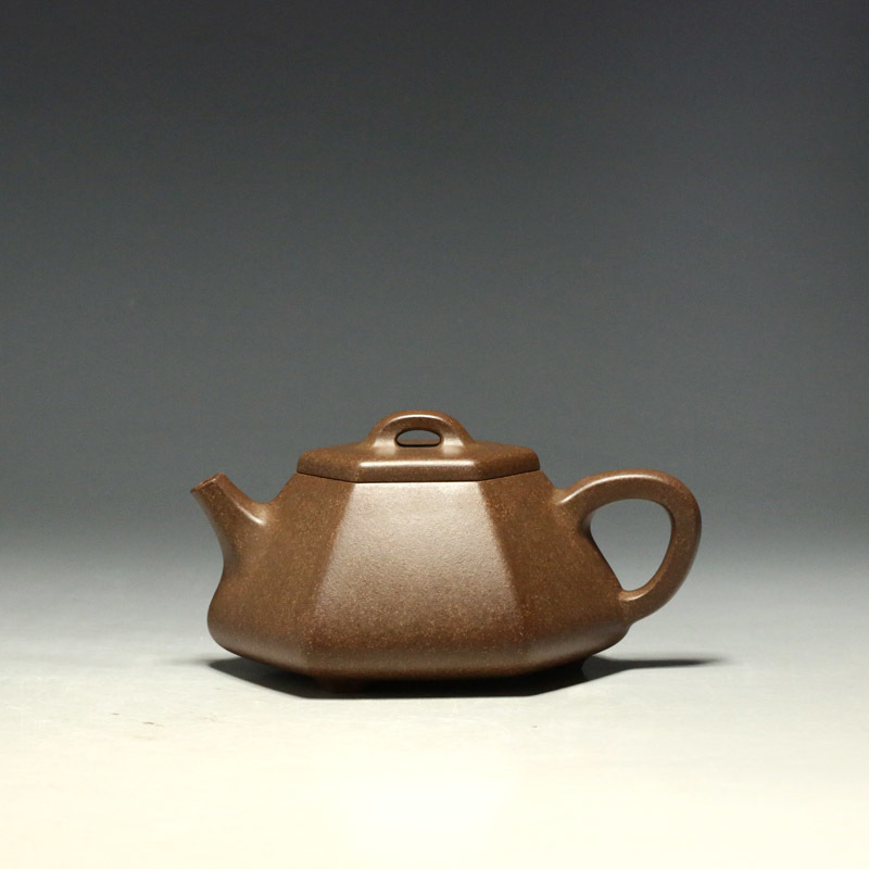 明理茶艺方器虞宏 纯全手工 240CC老团泥六合壶石瓢 宜兴紫砂茶壶