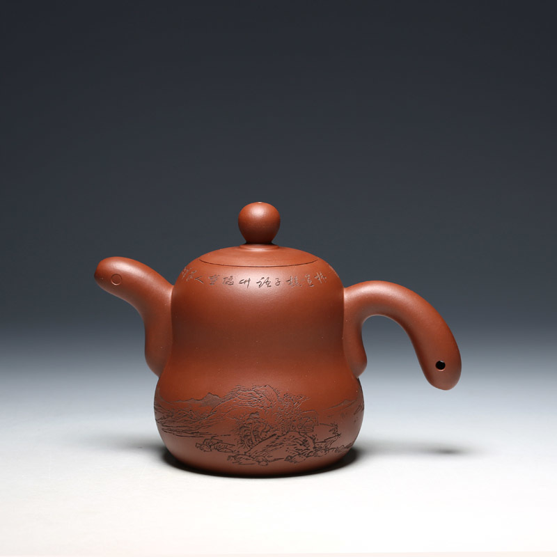 明理茶艺 茶壶（545CC觉悟壶）宜兴紫砂壶 吴淑英 木石刻