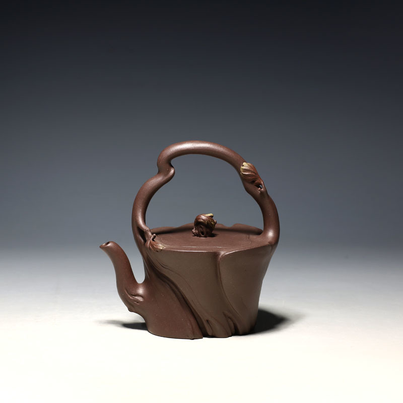 明理茶艺宜兴大号筋纹紫砂壶茶壶杨美琴纯手工（270CC如影提梁壶）