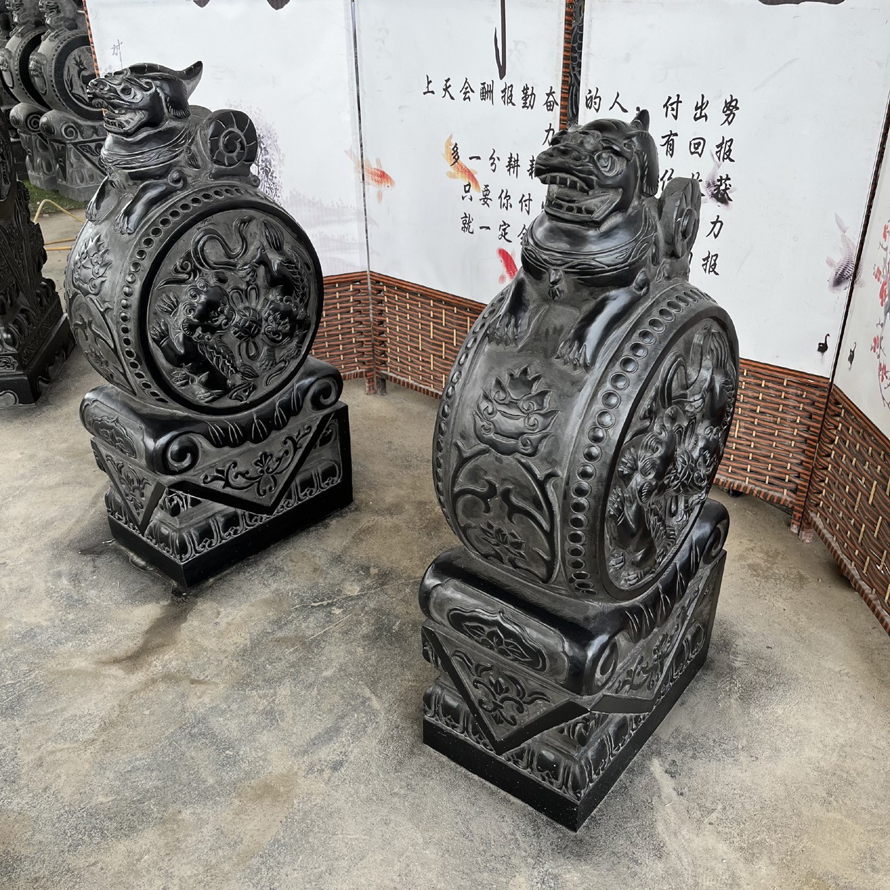 貔貅门墩工艺品石雕门墩抱鼓石狮子麒麟手工门口摆件大号