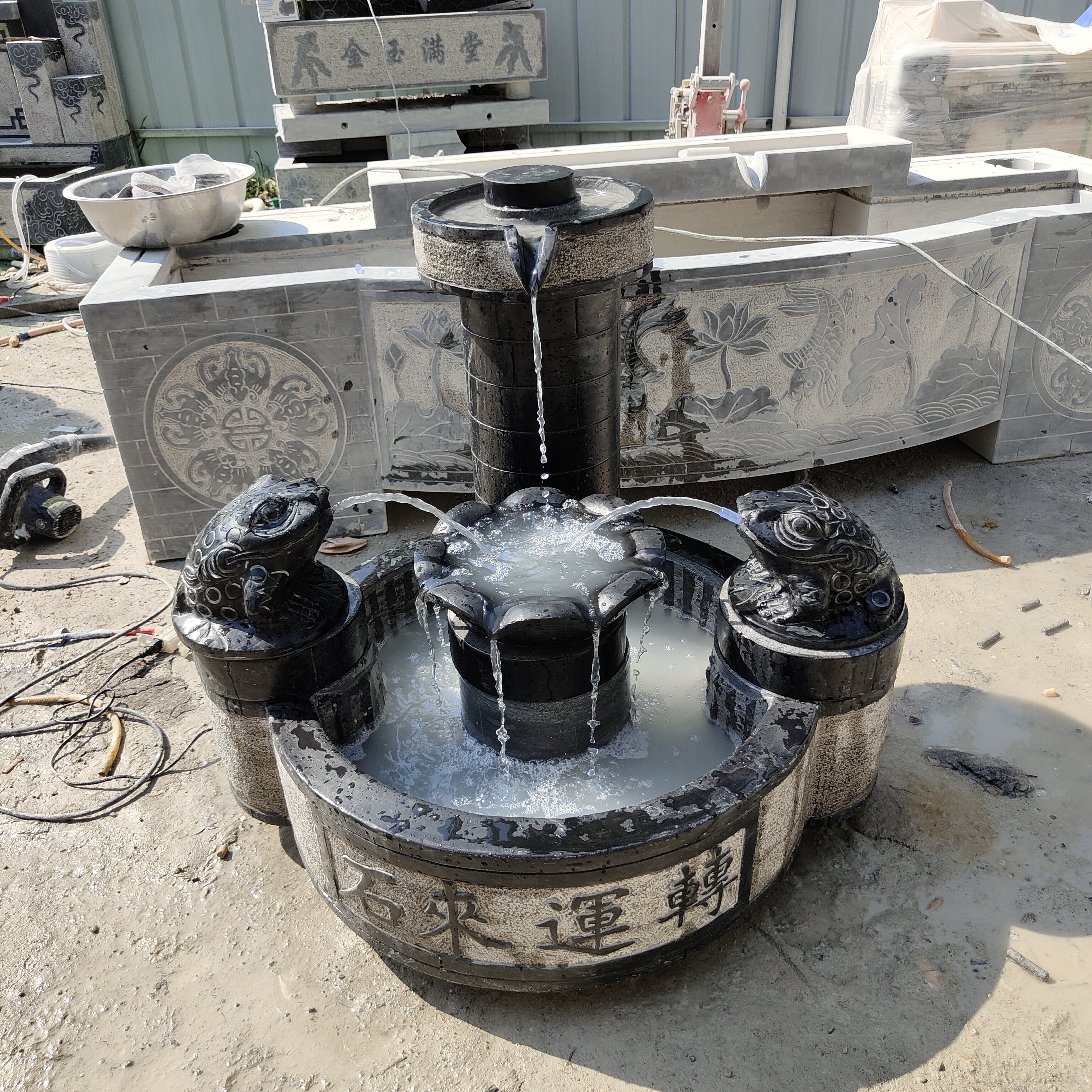 石雕流水摆件青石材质