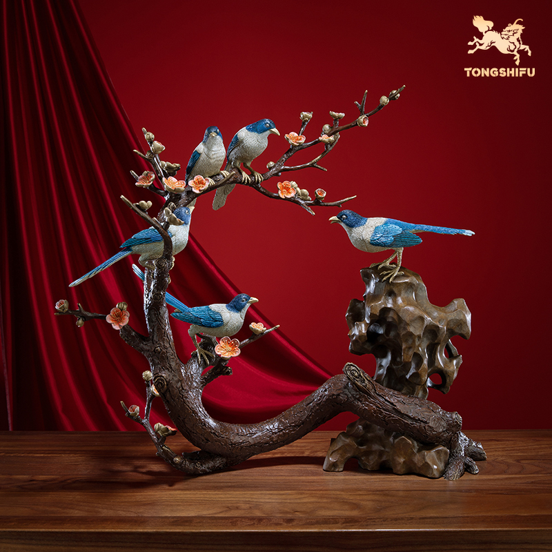 【孤品】铜师傅 《五福临门》客厅桌面铜摆件 家居装饰工艺品