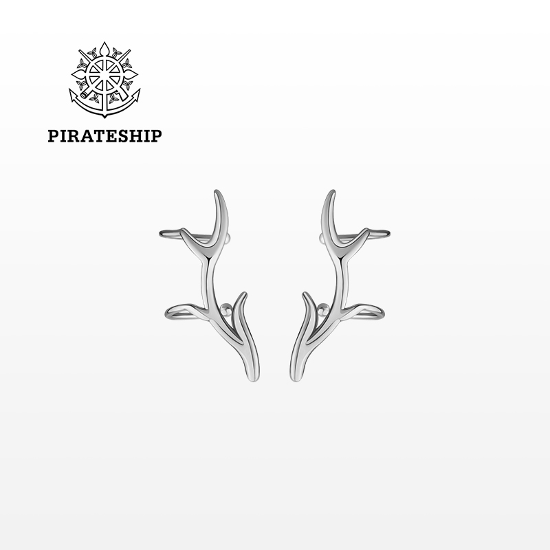 PIRATESHIP/海盗船 925银素款耳饰 鹿角耳夹森系网红耳饰无耳洞戴