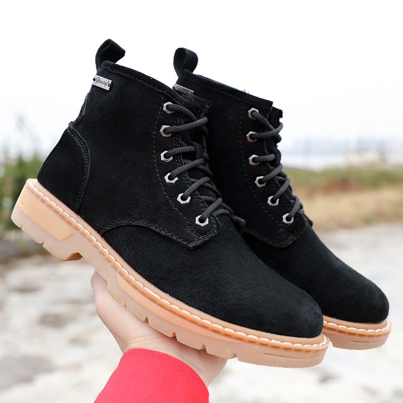 工装靴防水英伦马丁靴加绒短靴欧美高帮鞋男鞋户外冬季靴子雪地靴