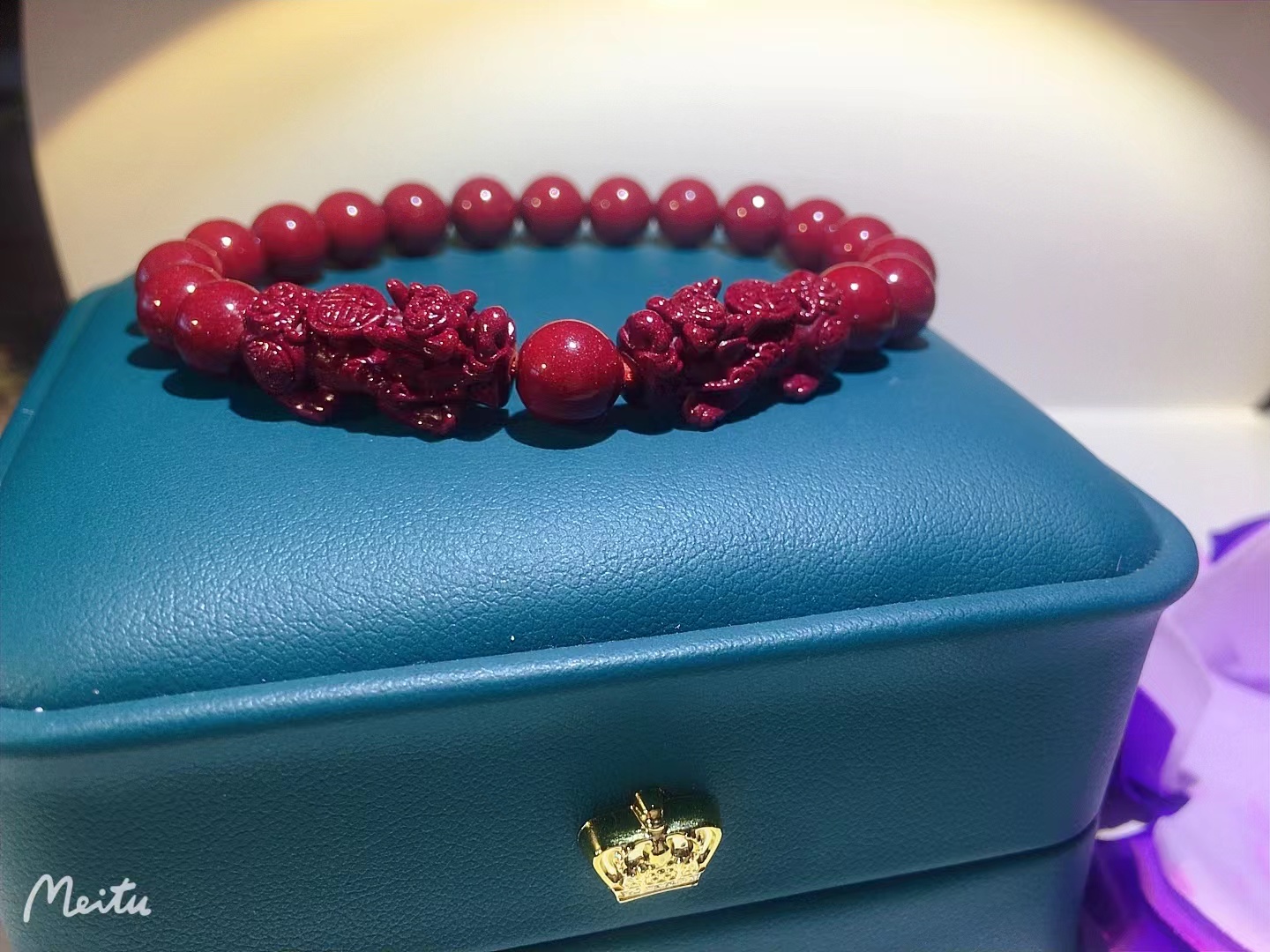 天然辰砂08紫金色双皮皮手链