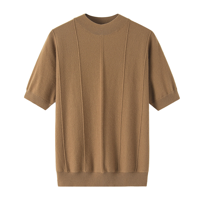 半高领羊绒衫短袖女宽松版型藏肉贴身舒适纯羊绒毛衣女