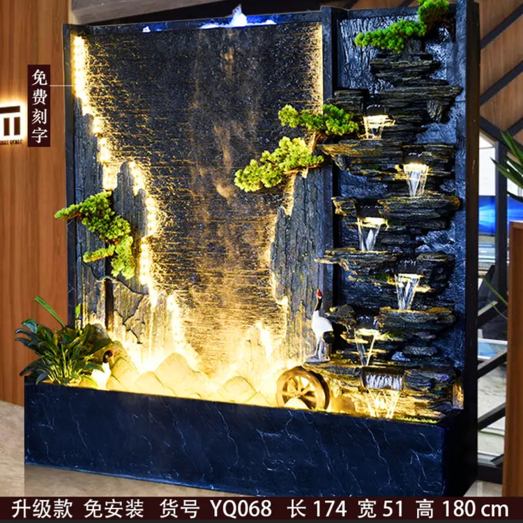 水幕墙墙假山流水摆件屏风装饰公司酒店会所别墅庭院落地景观