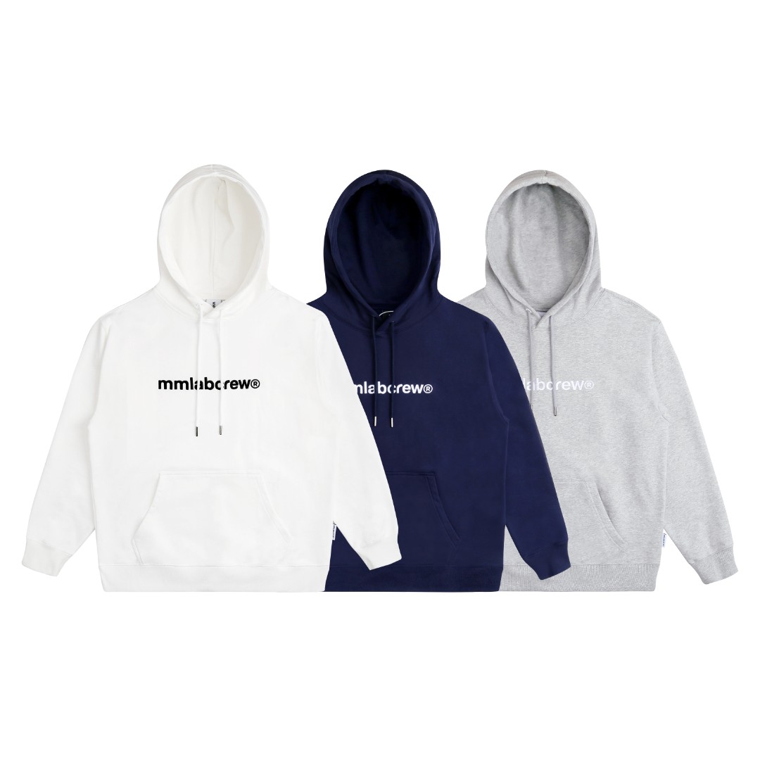 mmlabcrew基本款系列秋冬休闲运动白色藏青麻灰长袖连帽卫衣帽衫