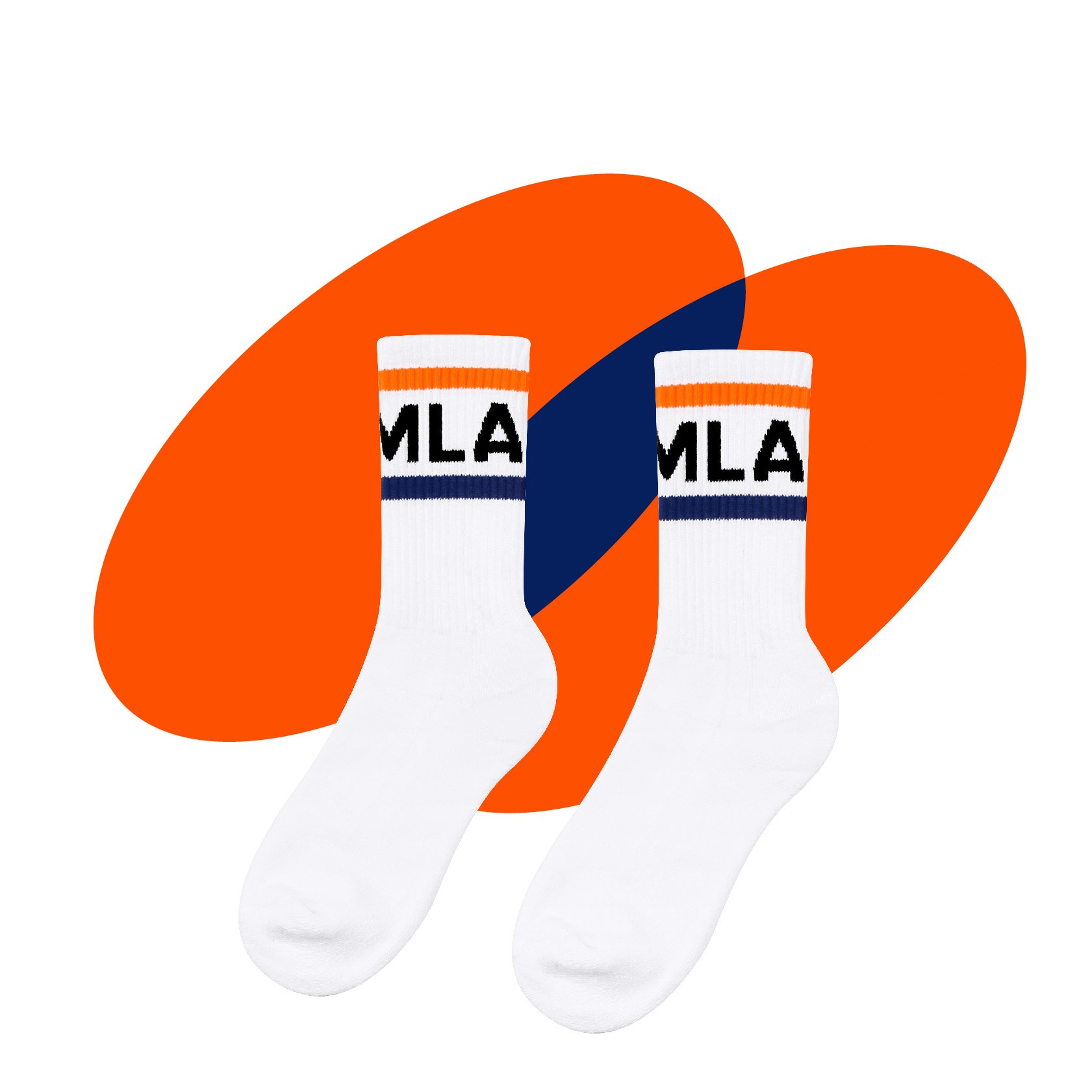 MMLABCREW男女简约潮流休闲运动条纹提花毛巾底中长筒袜子