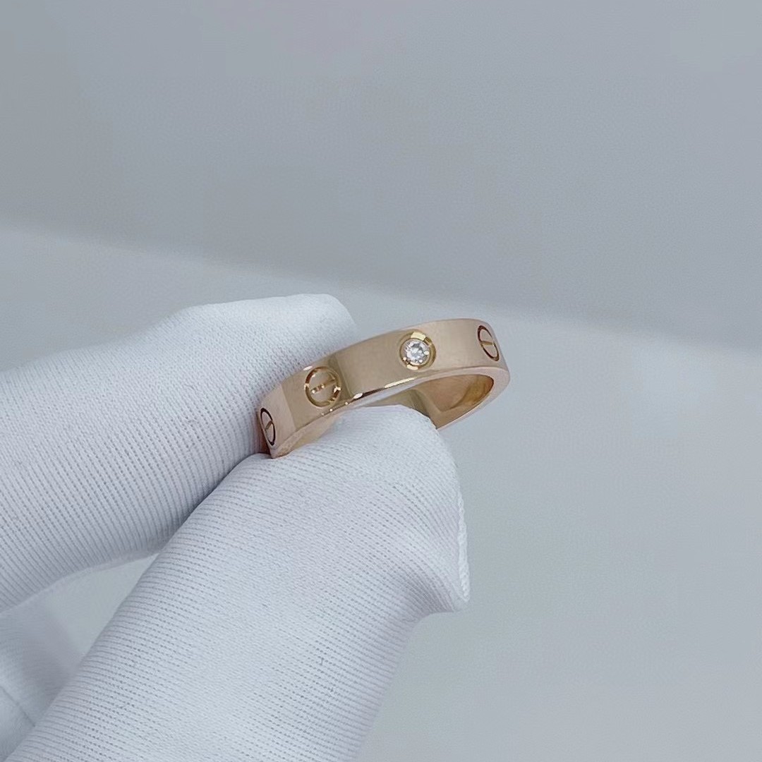 99新 Cartier/卡地亚 LOVE系列玫瑰金单钻戒指49-50-52-53-54号