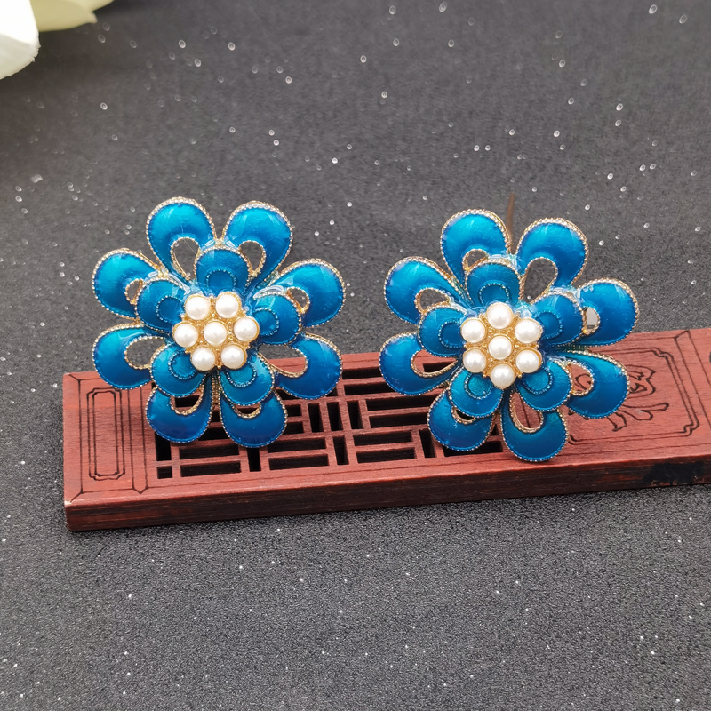 锌合金仿珍珠发饰 汉服头饰小花钗明制点缀复古风发饰U钗发簪