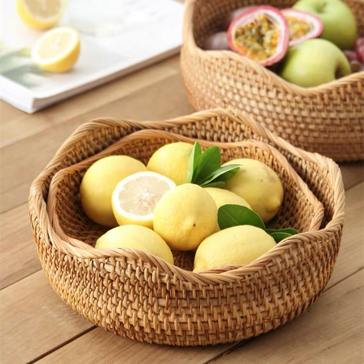 植物手工编织水果馒头收纳篮零食蔬菜鸡蛋篮波浪三件套