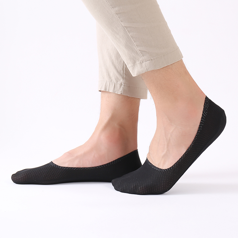 5双装男袜夏季薄款隐形袜防臭透气浅口硅胶防滑棉底袜子不掉跟