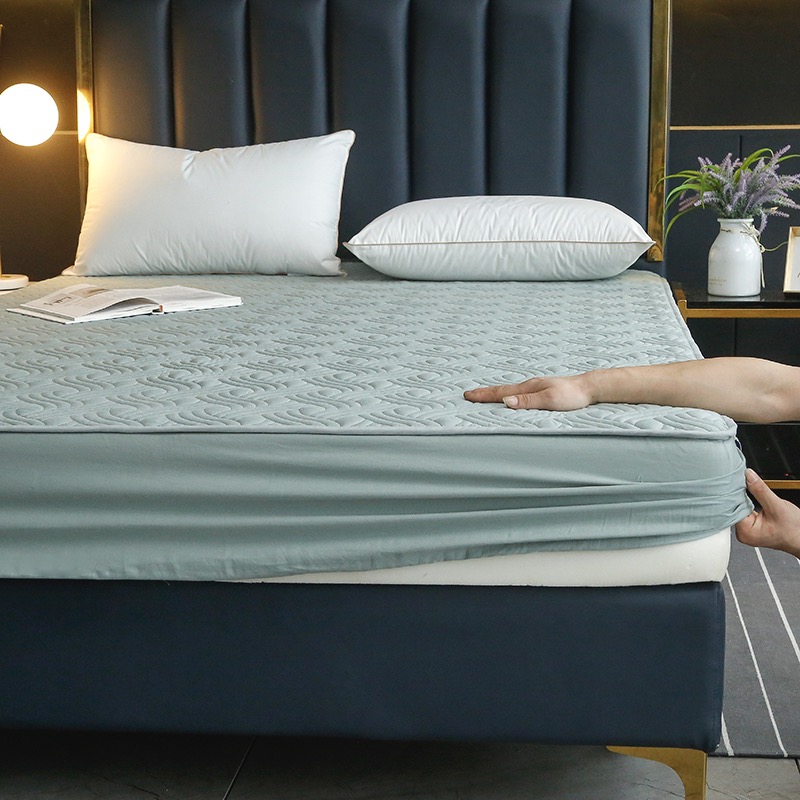 全棉加厚夹棉床笠 席梦思床垫保护套 床护垫纯色防尘床套罩床罩