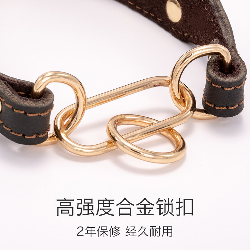 真牛皮细狗项圈灵缇脖套小中型犬细犬格力惠比特细脖子狗脖圈P链