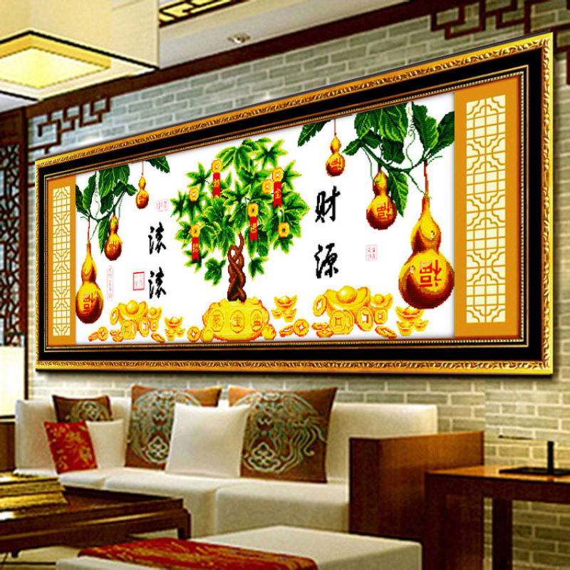 今年图挂画印花十字绣新款客厅生意兴隆刺绣版财源滚滚财神爷摇钱