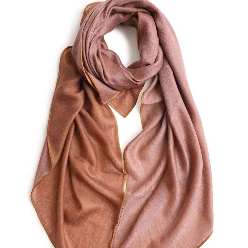 小众甄选 新款朱砂海棠红 双面双色密织山羊绒披肩