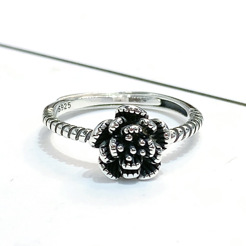 925银戒指 自留款复古牡丹花戒指925