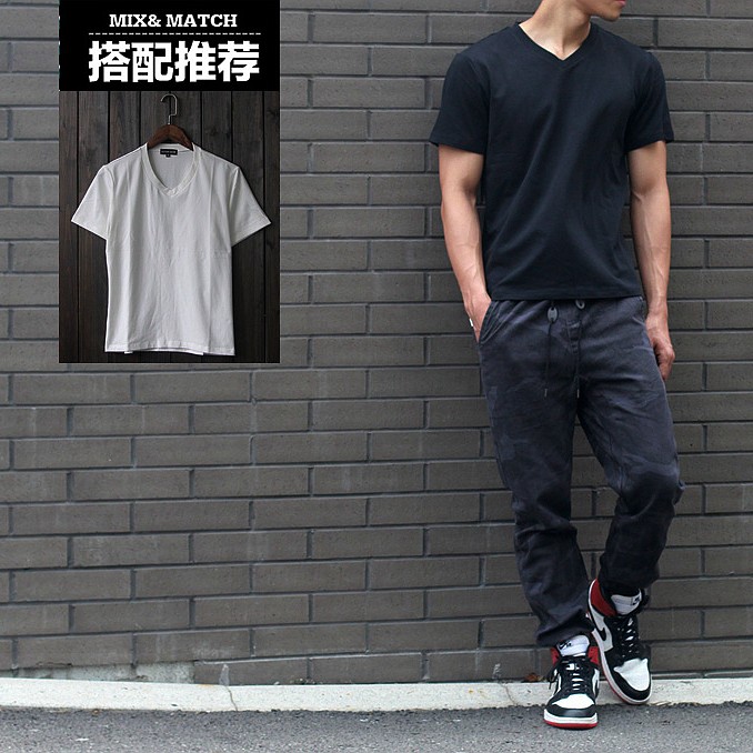 夏季款男士百搭纯色透气纯棉圆领短袖日系简约修身弹力休闲T恤