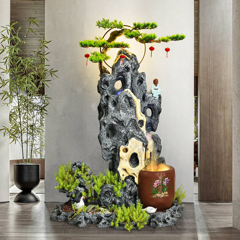 太湖石入户客厅庭院阳台花园造景布置假山水景观摆件落地流水喷泉