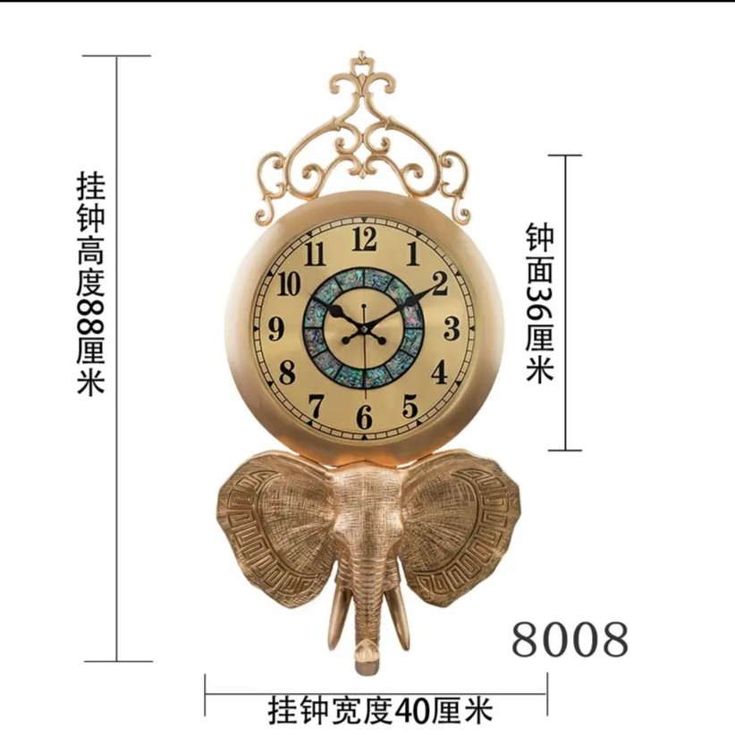 黄铜轻奢静音佳百丽挂表8008客厅简约大气时钟高83CM宽43CM 厚8CM