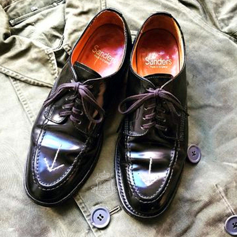 官方正品英国Sanders军事线复古皮鞋箭头1137R小牛皮马臀 送鞋油