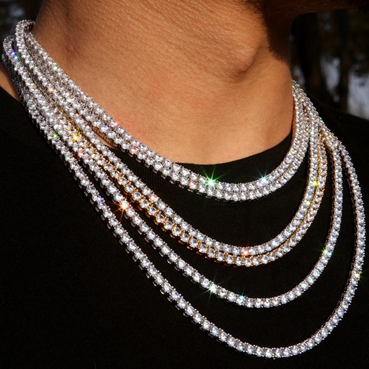 NICEPOWER/金帕沃 铜合金合成锆石吊坠 4mm高质量潘玮柏网球链 