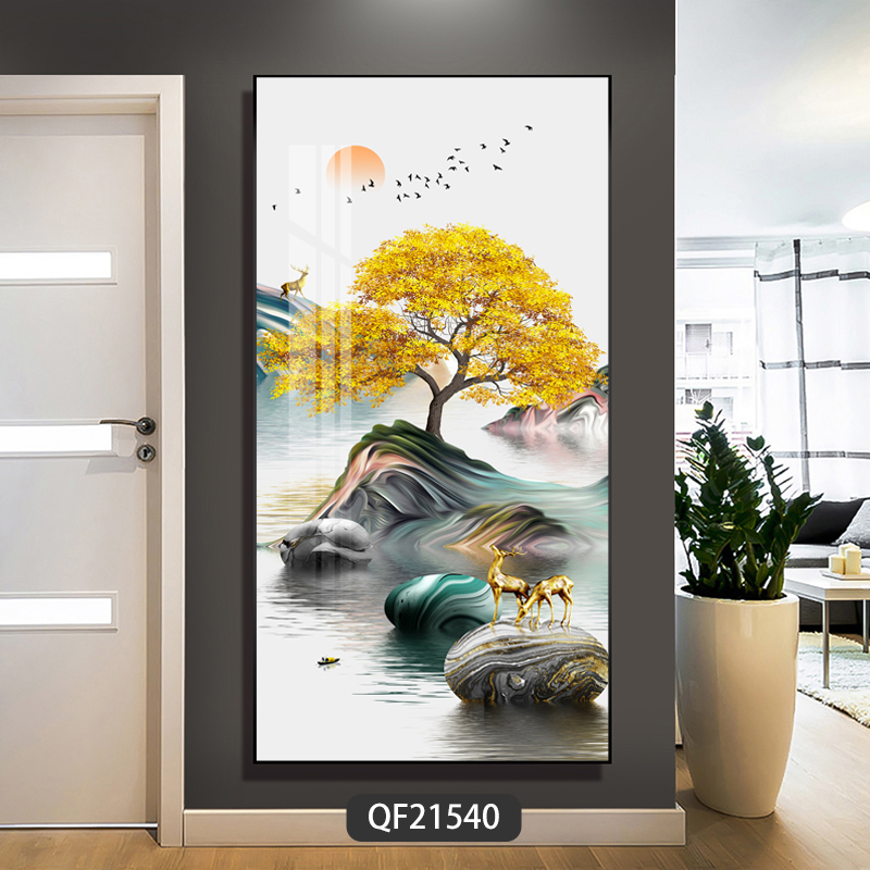 新款玄关装饰画现代简约入户壁画走廊过道竖版挂画挂画玄关装饰画