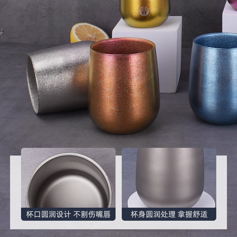 微小瑕疵品纯钛杯户外双层耐高温杯个性杯喝水吸管杯宽口杯