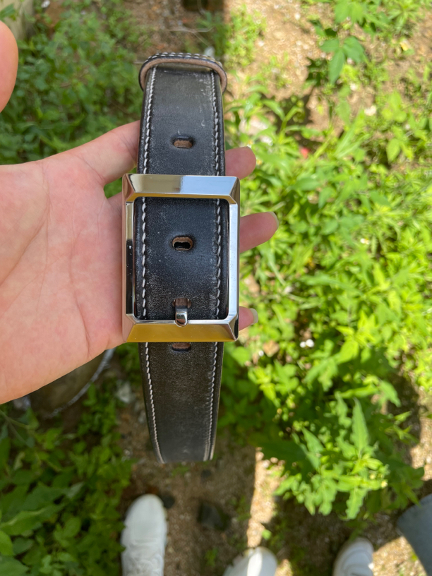 深蓝手工腰带（JF马缰革+不锈钢扣头）宽度3.9厘米厚度5.5毫米