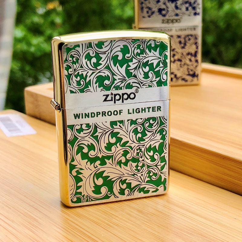 ZIPPO/之宝打火机DIY镀金双面精雕唐草正品打火机男士礼物-DYX1H1