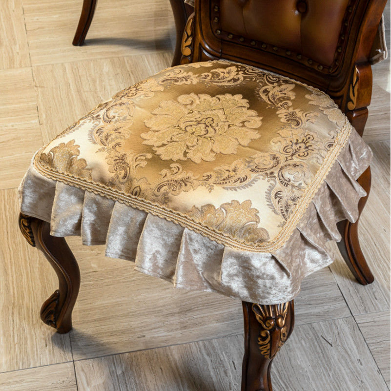 高档餐椅坐垫布艺美式四季通用防滑椅子套加厚椅垫子家用方形欧式