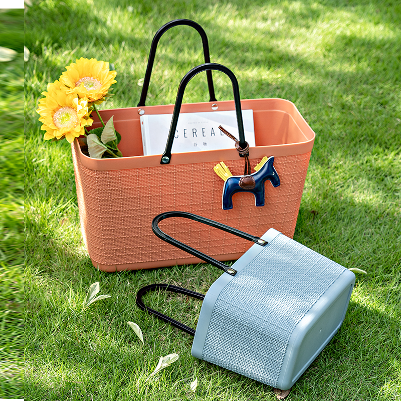 网红手提洗澡篮子浴筐塑料大号超市买菜篮购物篮户外郊游洗菜盆