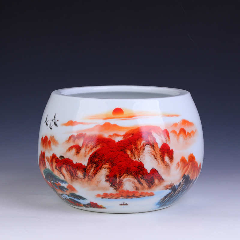 鸿运当头聚宝盆景德镇陶瓷摆件家居装饰工艺品