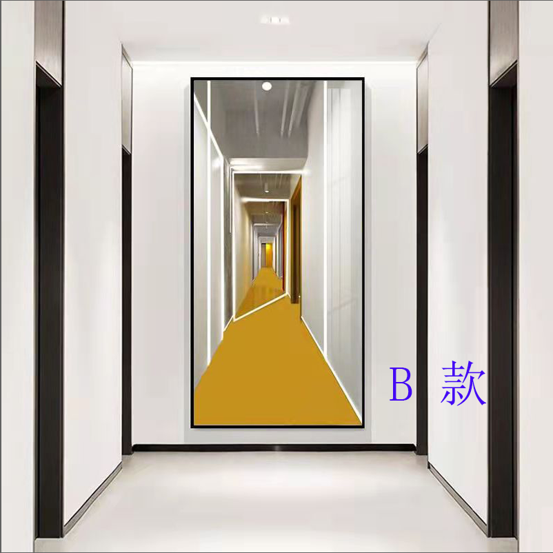 腾景空间【立体空间长廊】现代轻奢简约抽象入户玄关画晶瓷装饰画钻