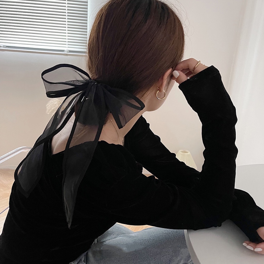 【孙雅miya专享】高级感黑纱蝴蝶结ins大肠发圈