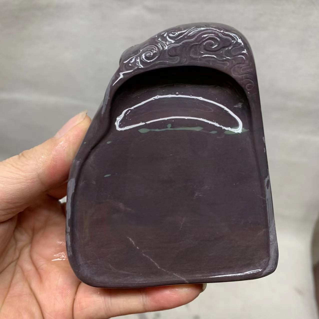 乐砚坊端砚【祥云砚】麻子坑，，9.5*8*2cm