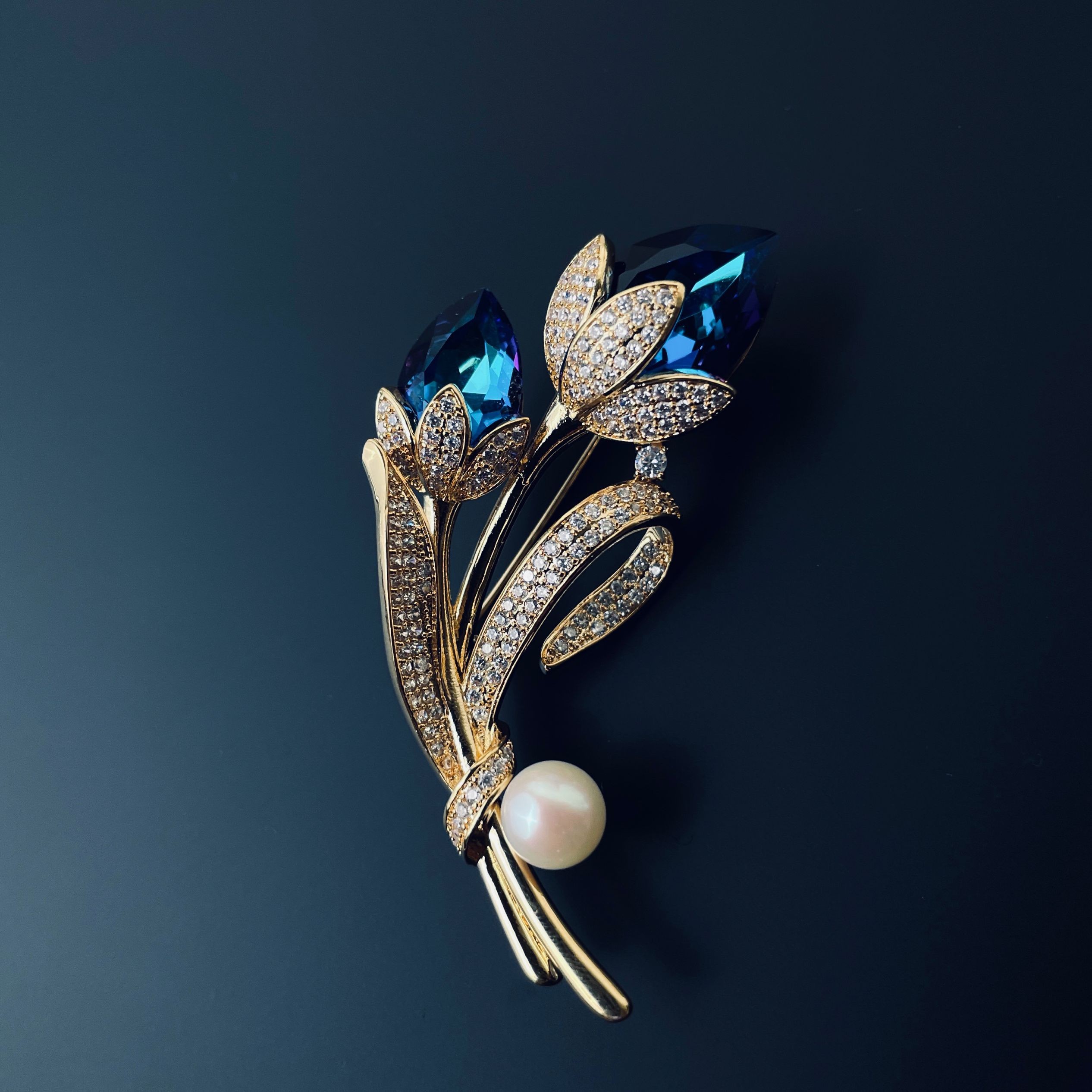 爱尚楼兰领针蓝色复古时尚中古金色重工奢华气质胸针vintage百搭