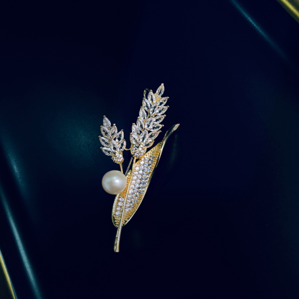 闪钻金色麦穗领针时尚气质麦穗胸针高端轻奢高档精美/胸花胸针