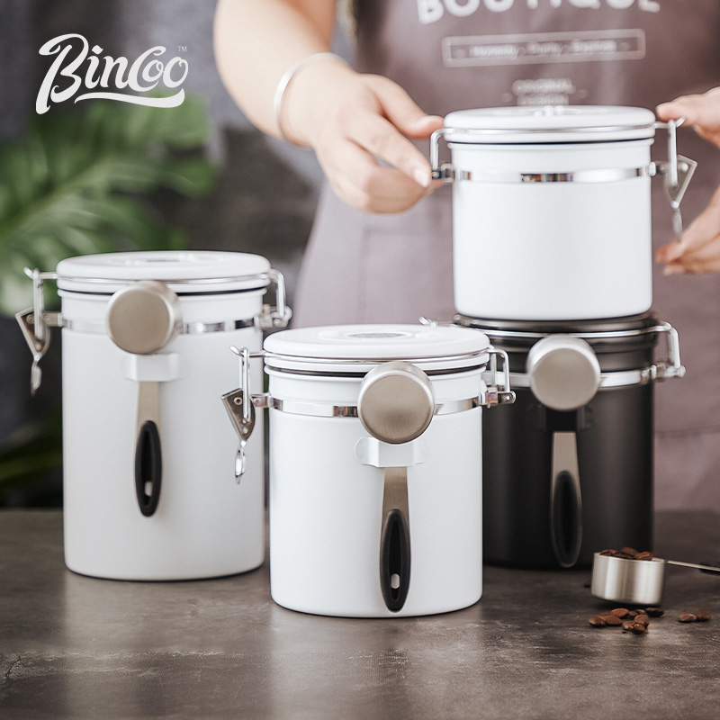 Bincoo咖啡粉密封罐咖啡豆保存罐单向排气储存收纳食品级储存罐X