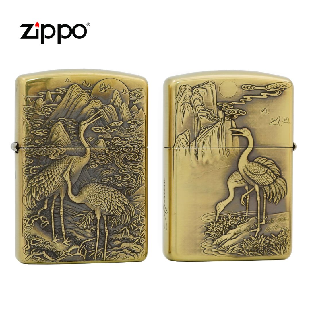 ZIPPO/之宝海王老师-168-浮雕-松鹤 男士防风打火机 DYJ1