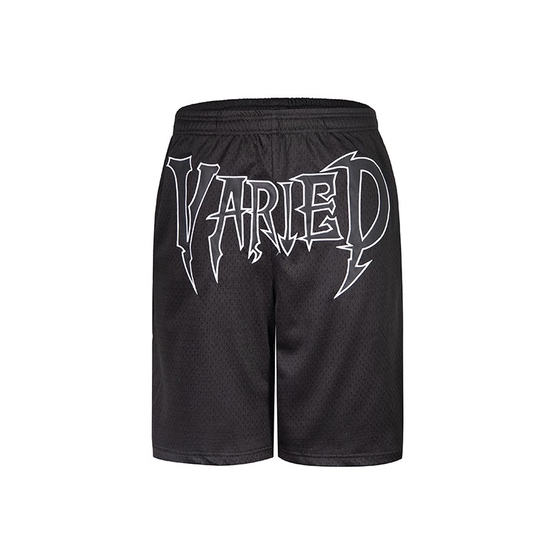 【3折】UARIED恶魔字体刺绣运动宽松休闲五分裤网眼短裤沙滩裤夏季