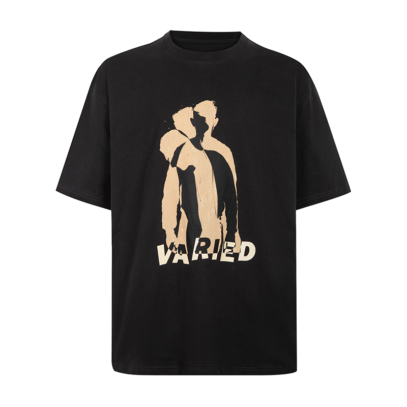 【3折】UARIED 艺术人像重叠阴影印花短袖宽松落肩T恤男女国潮流夏