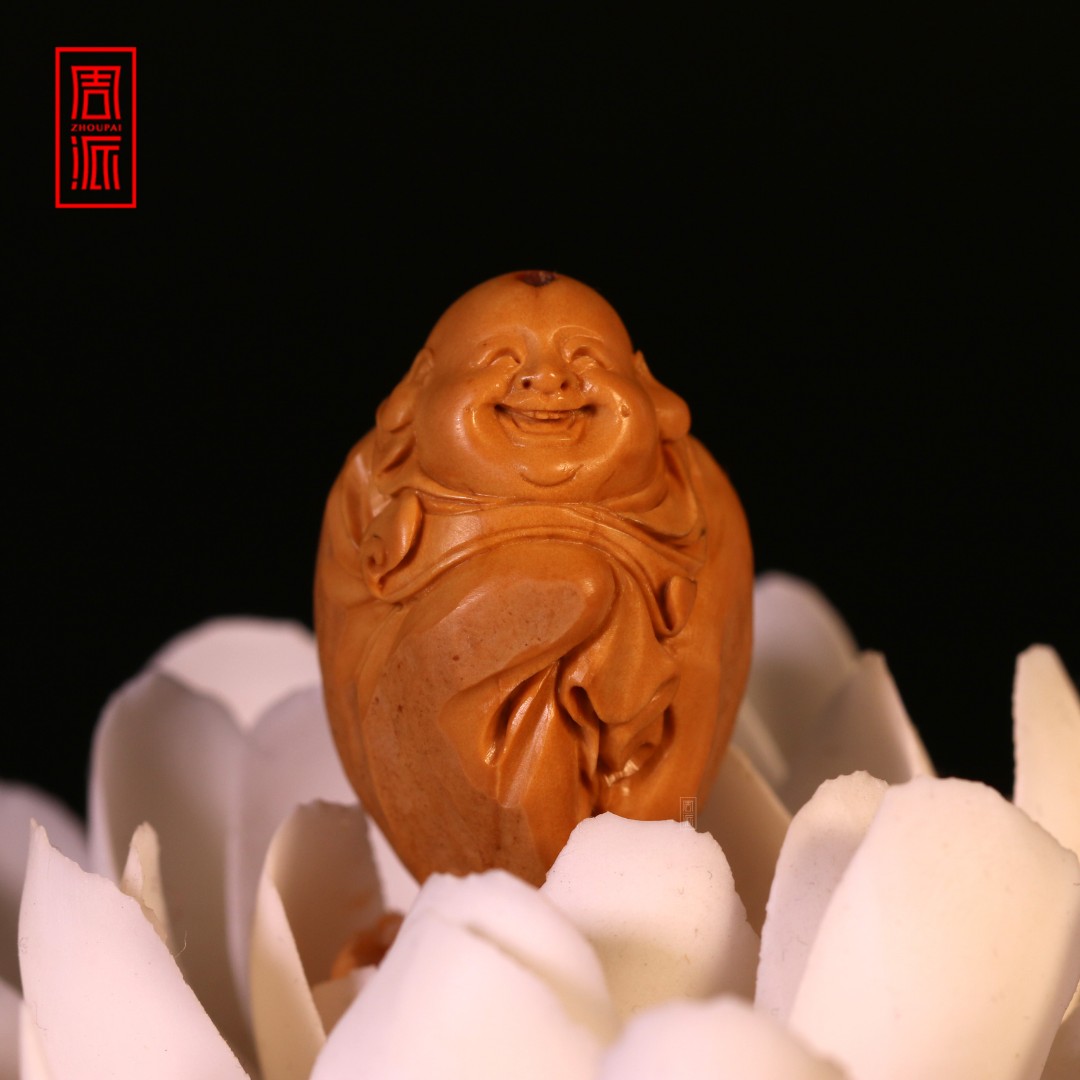 周派春毅核坊 包衣弥勒油核橄榄核雕刻单子文玩手串纯手工