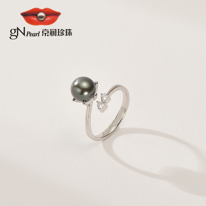 【总裁价到】京润珍珠画堂S925银海水珍珠戒指9-9.5mm圆形