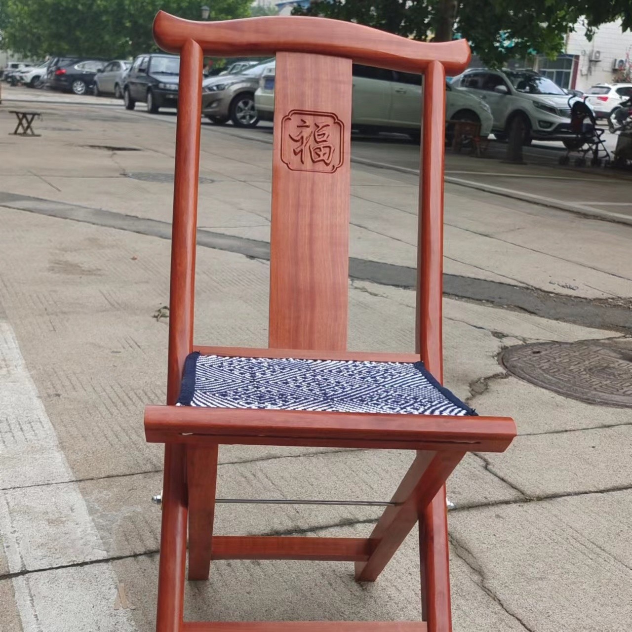 精品小靠背实木马扎简约家用便携折叠椅垂钓椅送备用座面实木椅