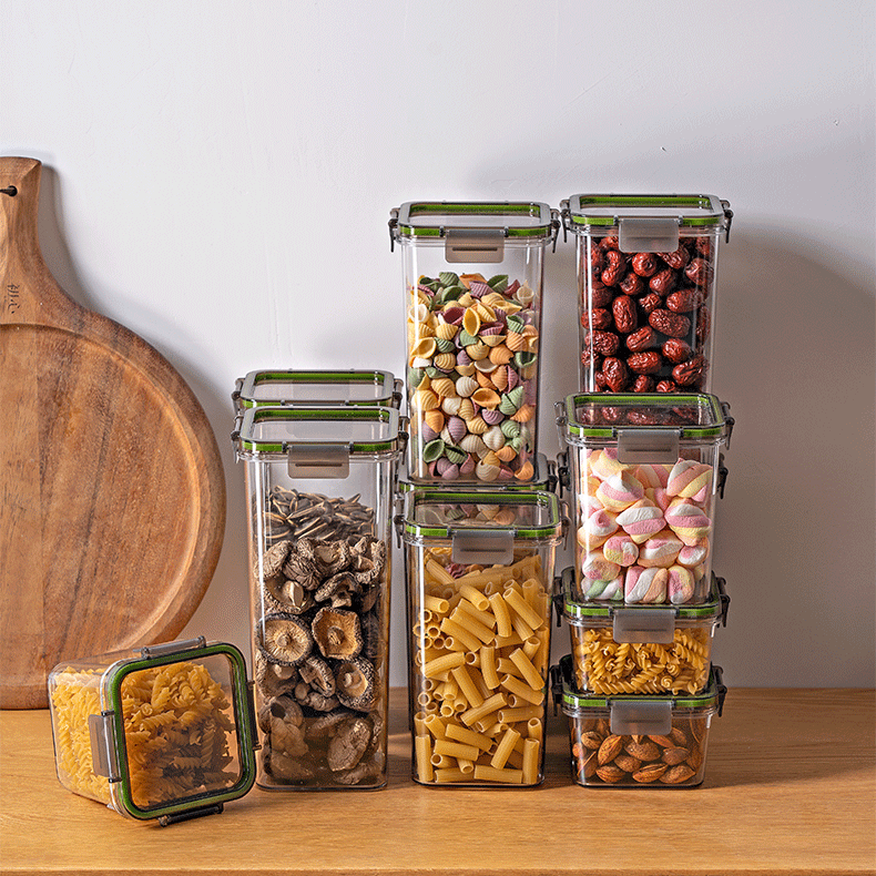 澳玛特4件套厨房收纳盒食品级塑料透明盒杂粮零食干货冰箱密封盒