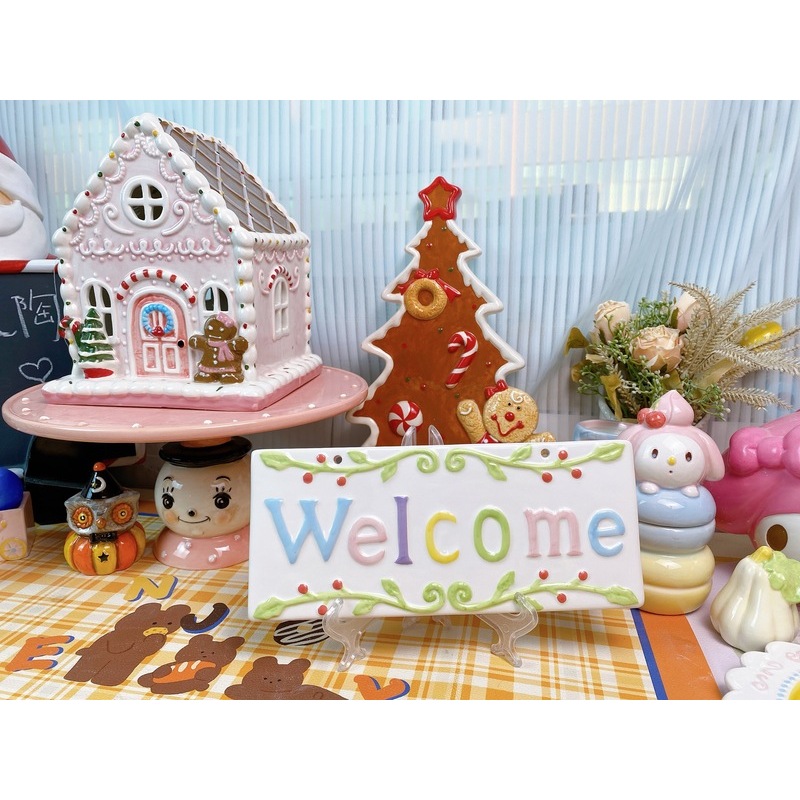 陶瓷挂牌挂件摆件欢迎光临Welcom绝美森林系ins送礼外贸一帆陶瓷
