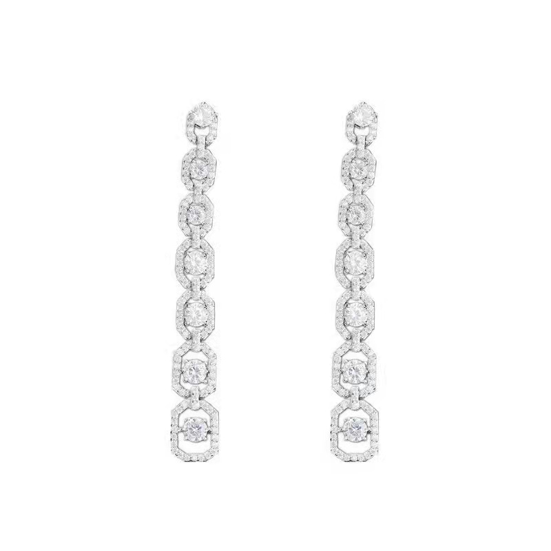 铜合金合成锆石耳饰 001时尚镂空长款耳环